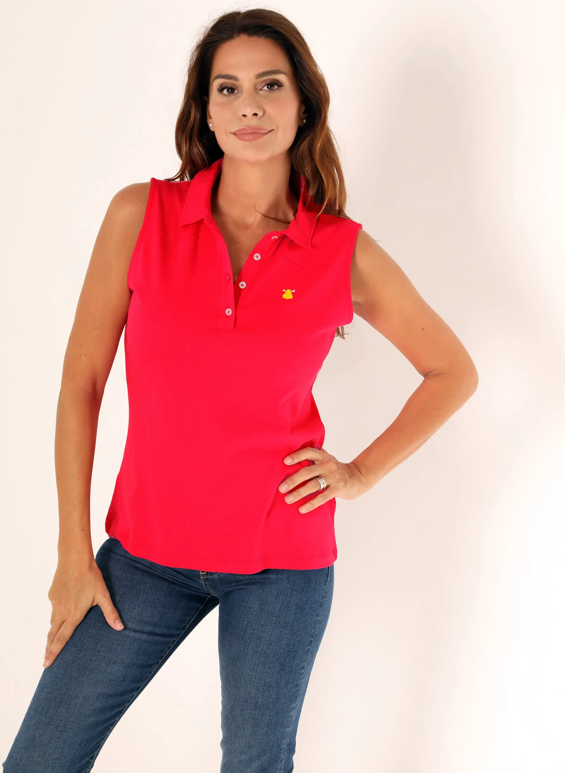 Interlock Mujer Polo in Rojo