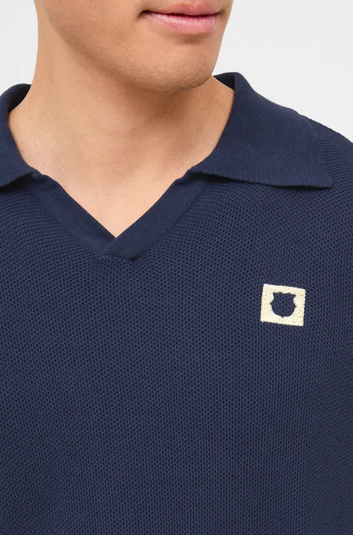 Blue Polo Shirt with Bara Cruyff 9 Design