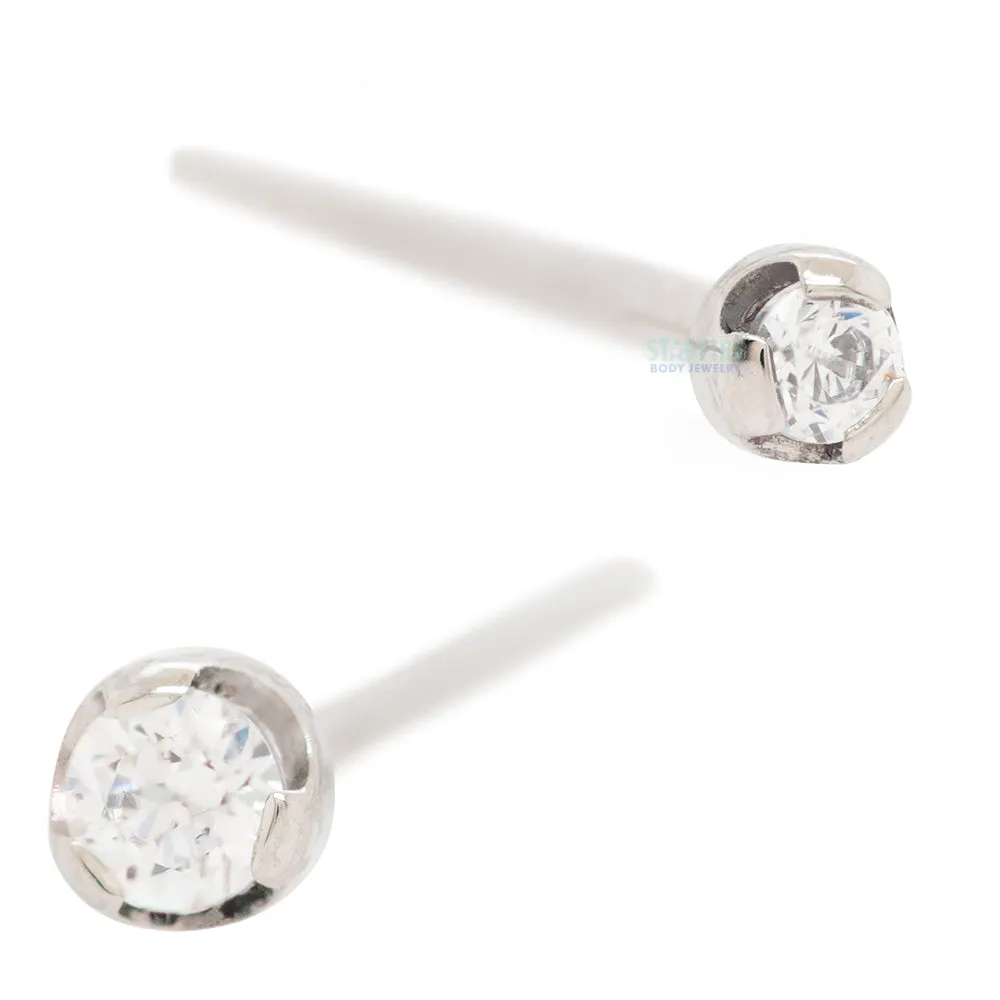 Prong-Set Nostril Screw with Brilliant-Cut Gem