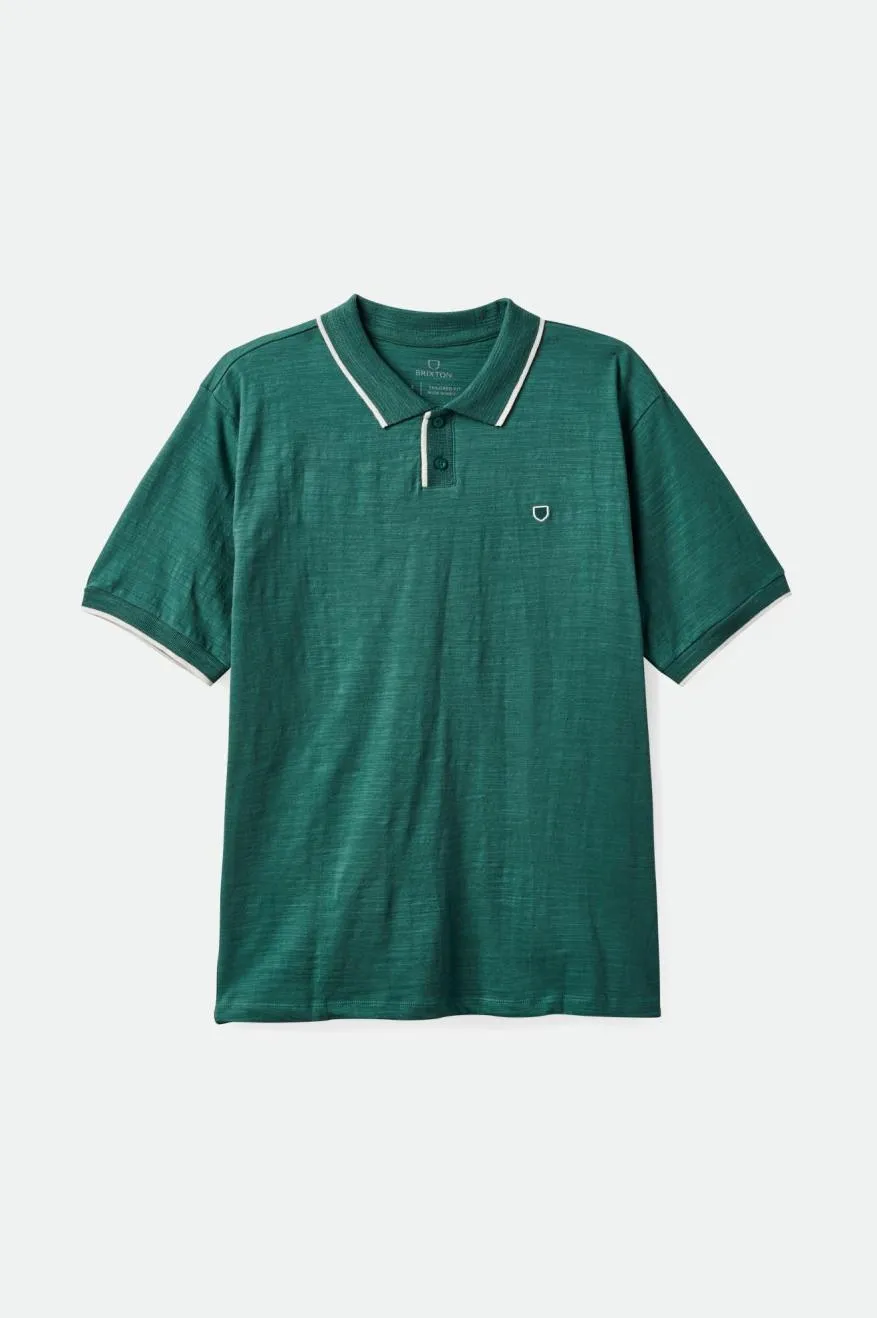 Proper Slub S/S Polo - Spruce/Off White