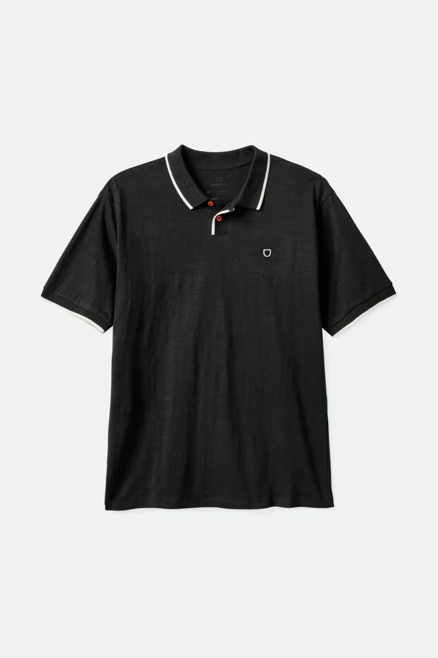 Proper Slub S/S Polo - Washed Black/Off White