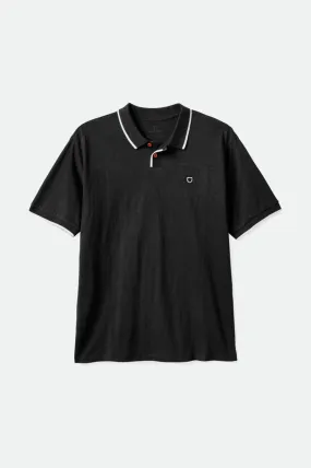 Proper Slub S/S Polo - Washed Black/Off White