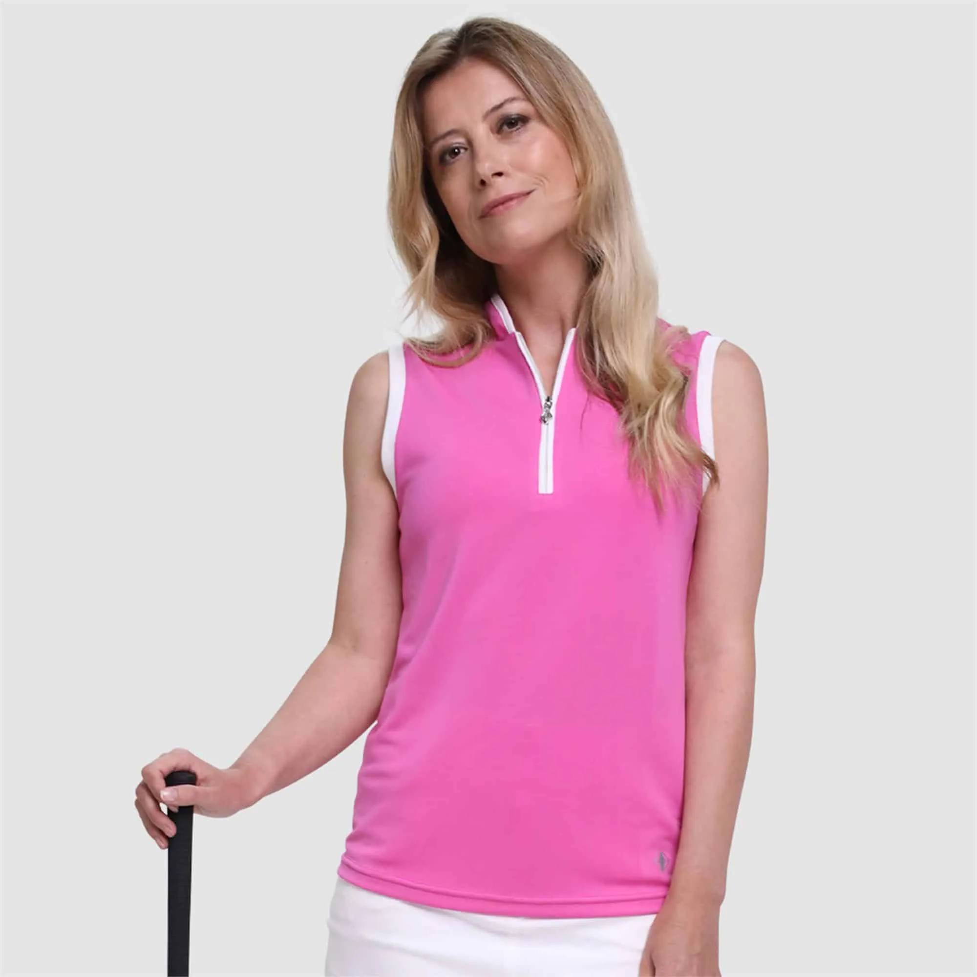 Pure Golf Bloom Ladies Sleeveless Golf Polo Shirt Azalea Pink