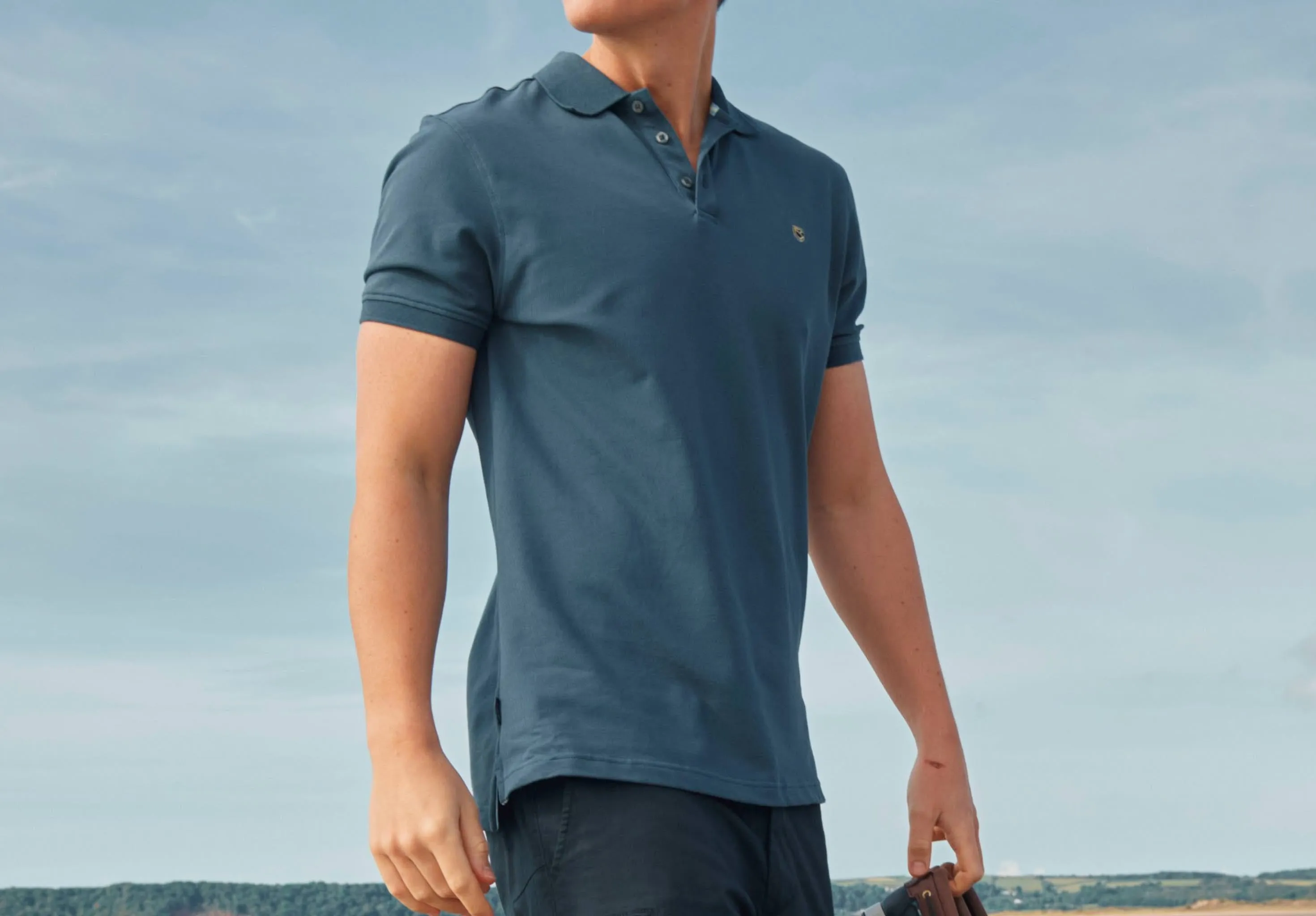 Quinlan 4-way Stretch Polo- Steel