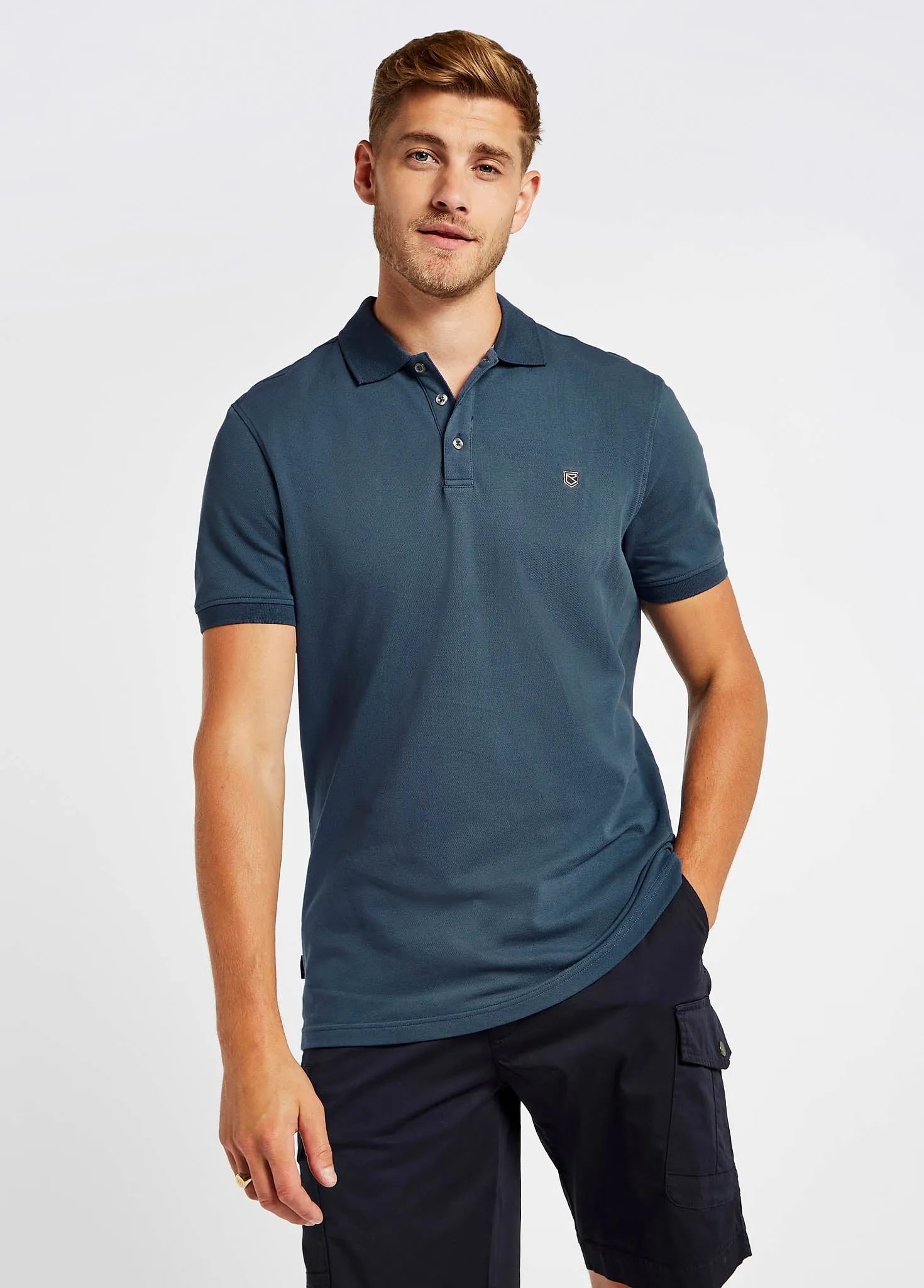 Quinlan 4-way Stretch Polo- Steel