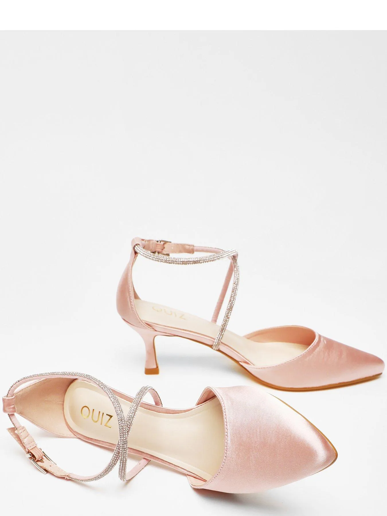 Quiz Pink Satin Cross Strap Court Heels