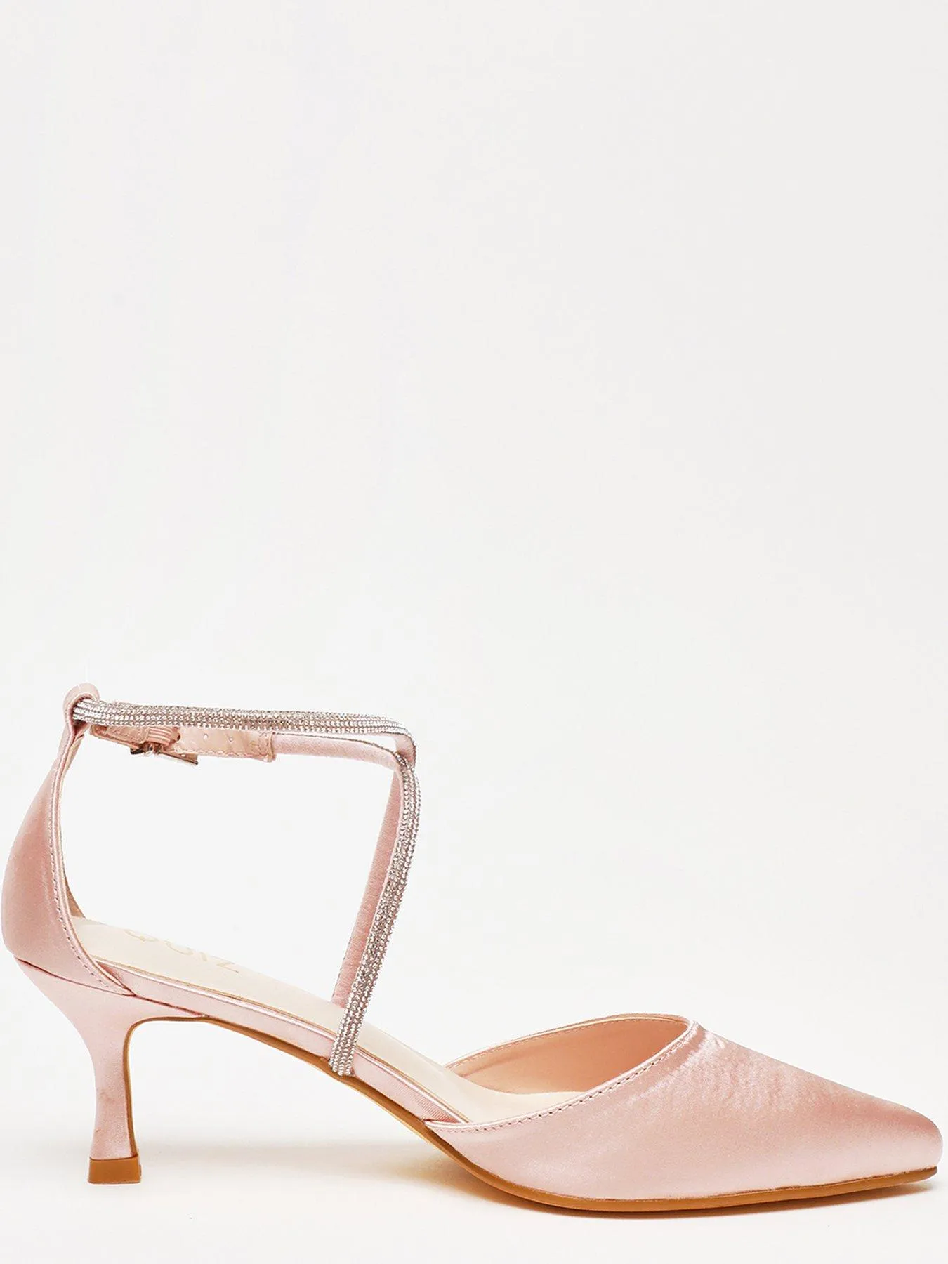 Quiz Pink Satin Cross Strap Court Heels