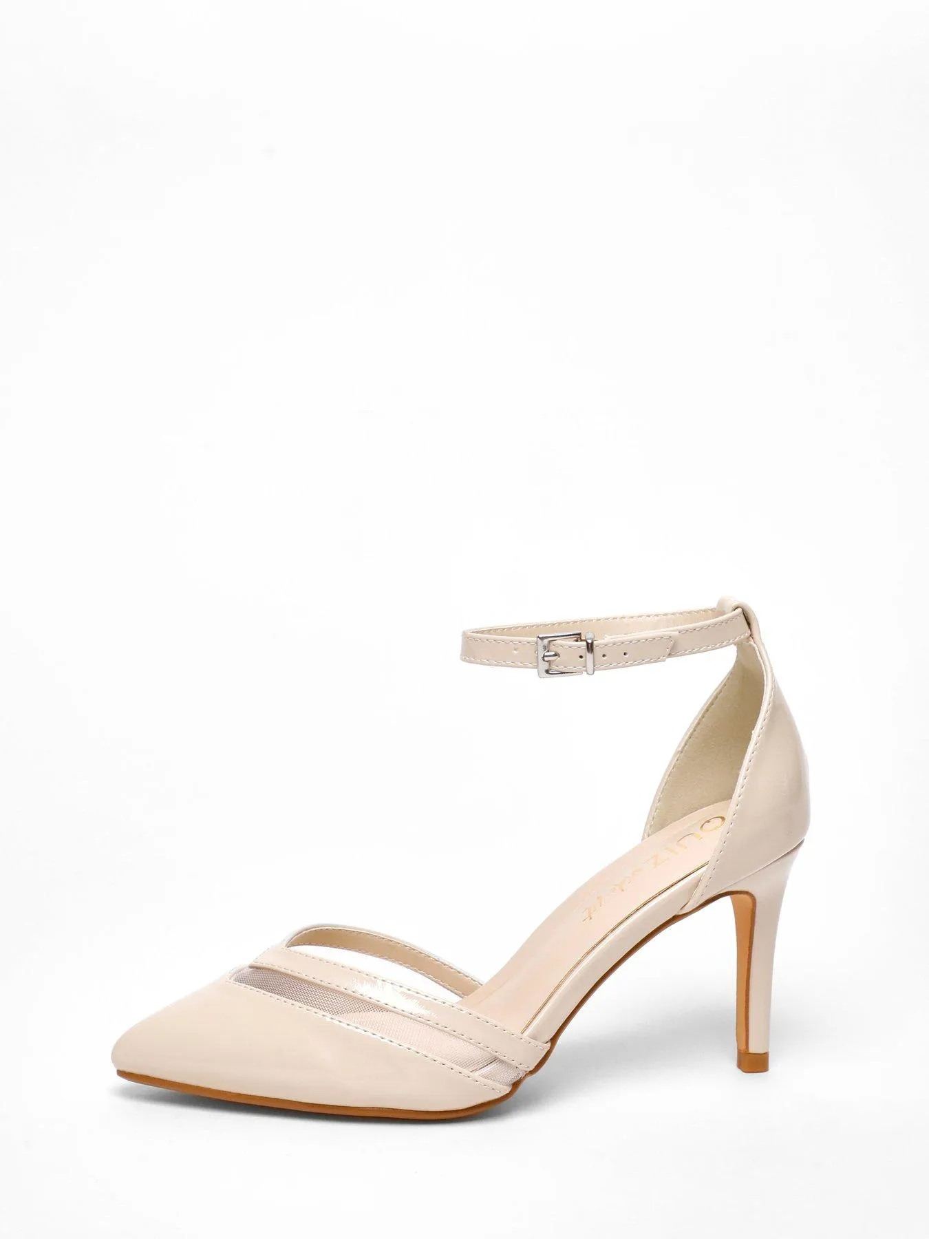 Quiz Wide Fit Nude Patent Faux Leather Court Heels