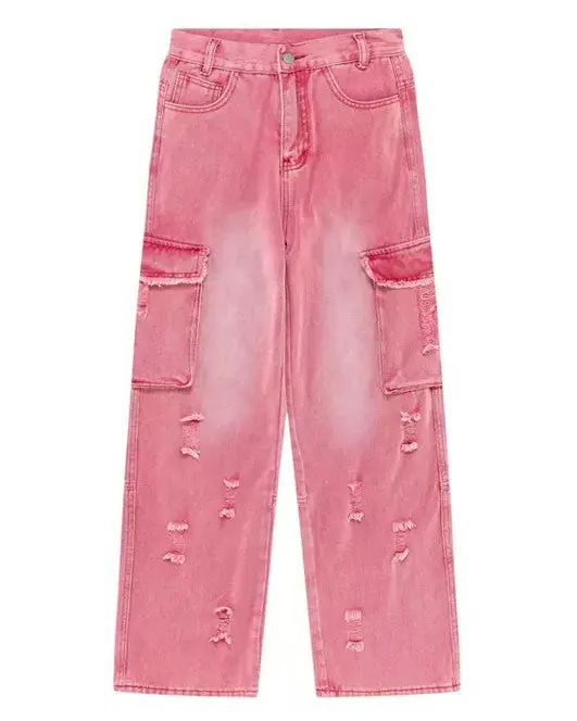 Rebel Cargo Jeans in Pink