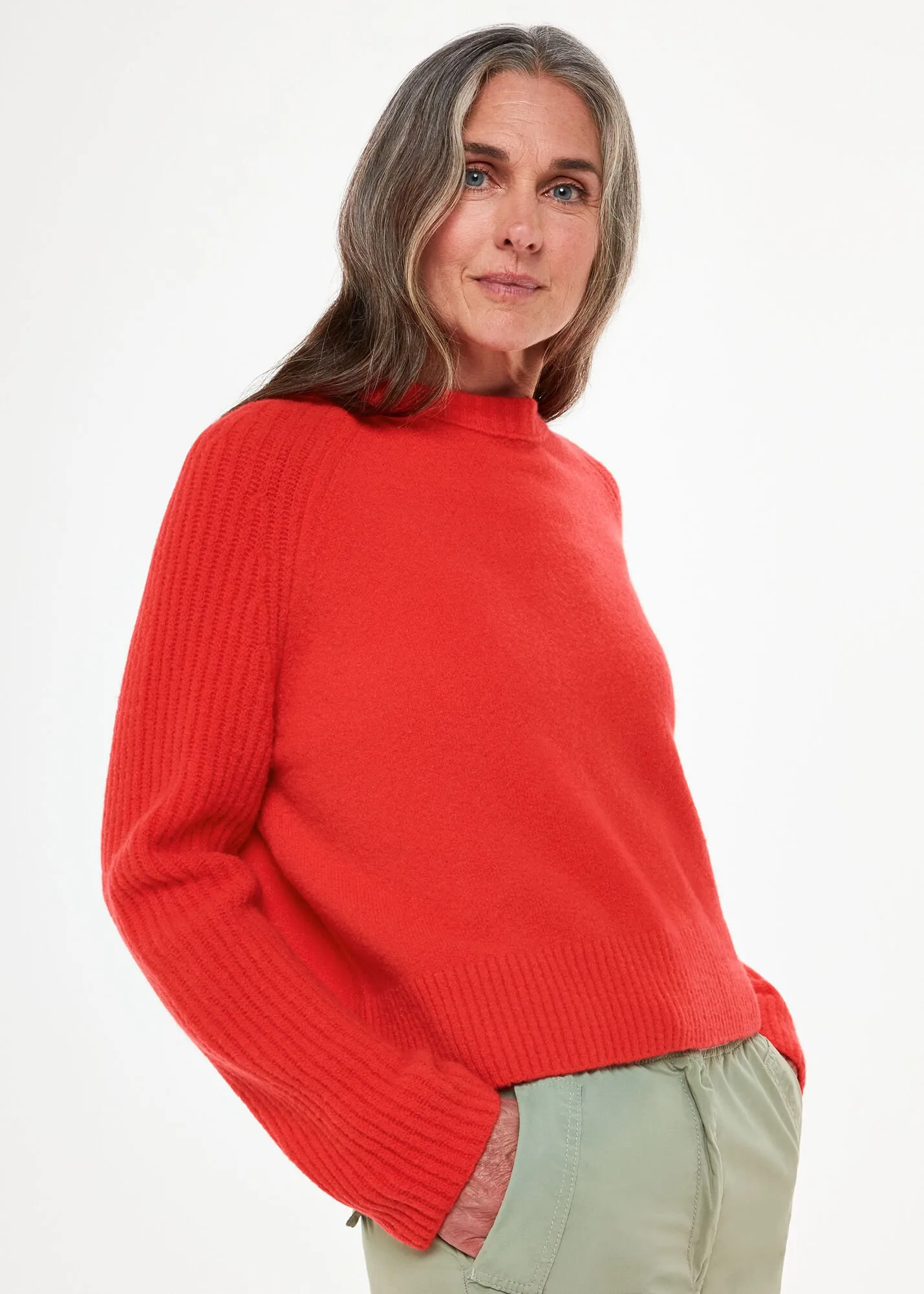 Red Anna Wool Mix Crew Knit