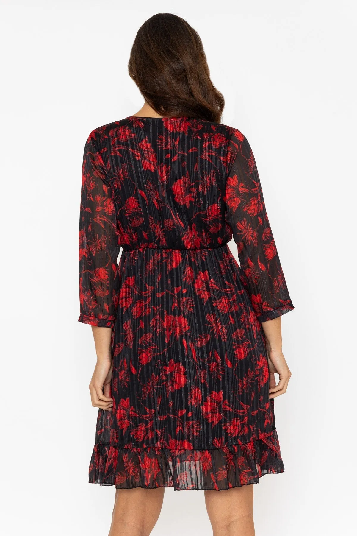 Red Print Lurex Roisin Mini Dress