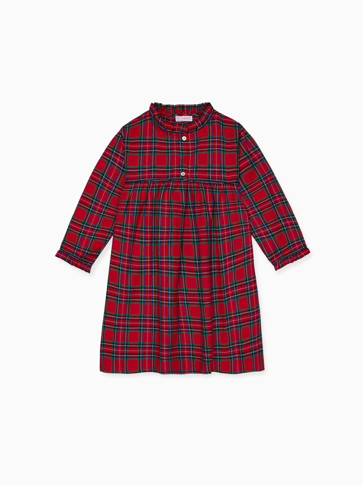 Red Tartan Navidad Girl Nightgown