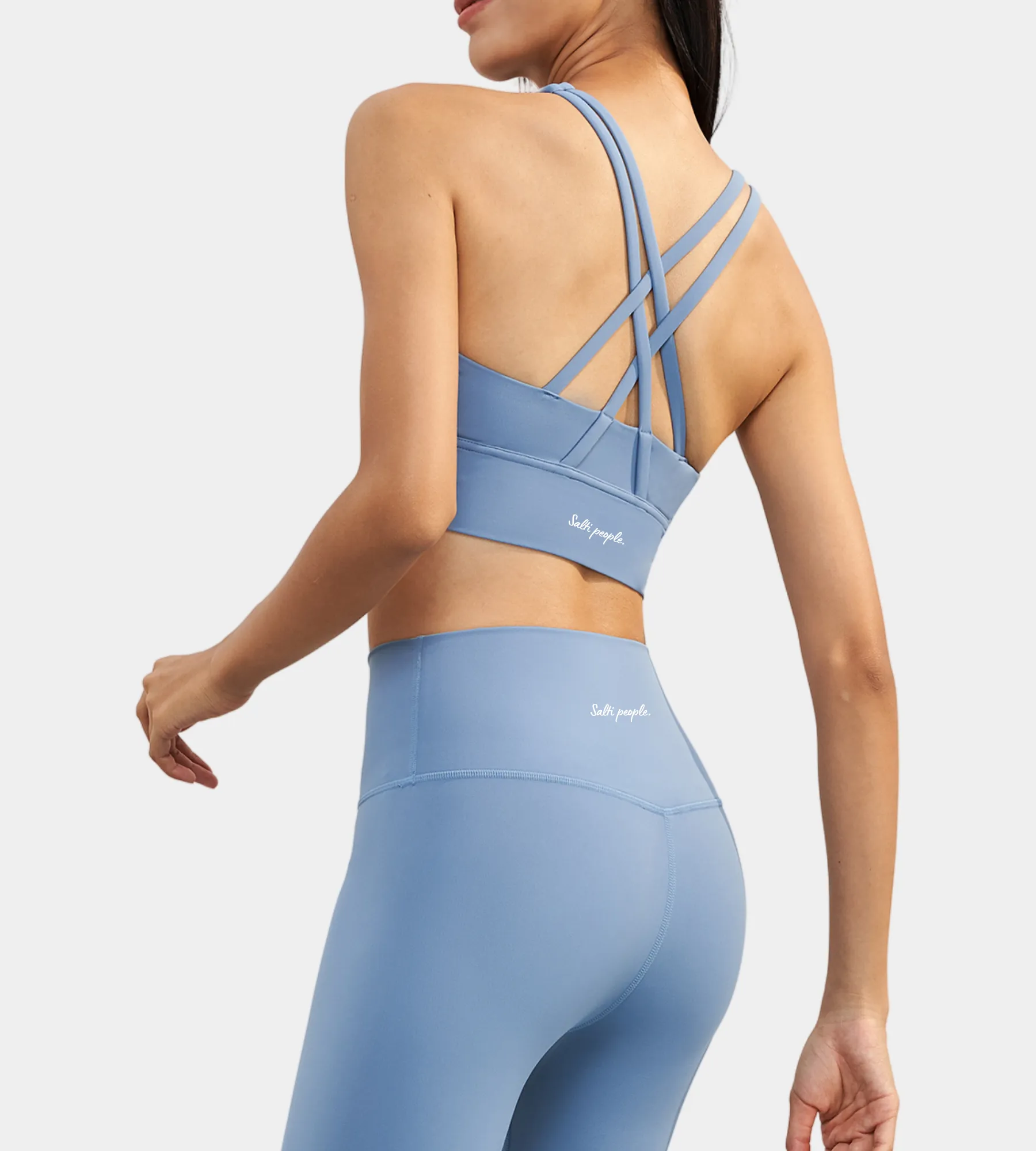 Remi cross-back sports bra: Slate