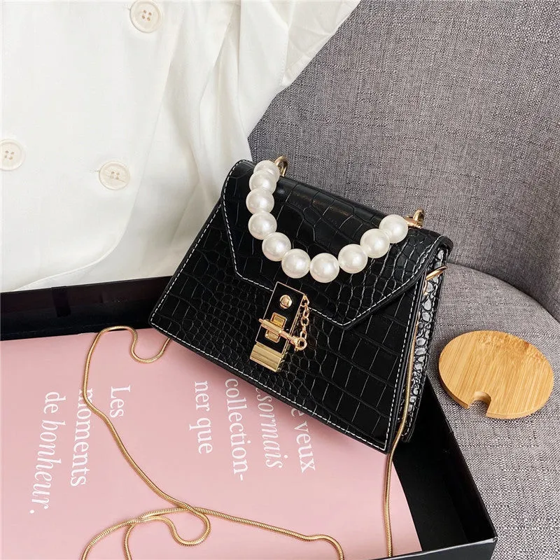 Retro Pearl Square Shoulder Handbag