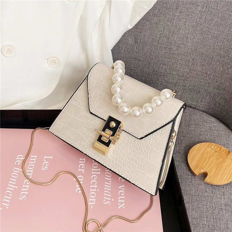 Retro Pearl Square Shoulder Handbag