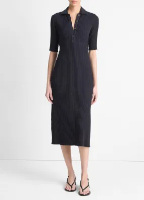 Ribbed Cotton-Blend Polo Dress