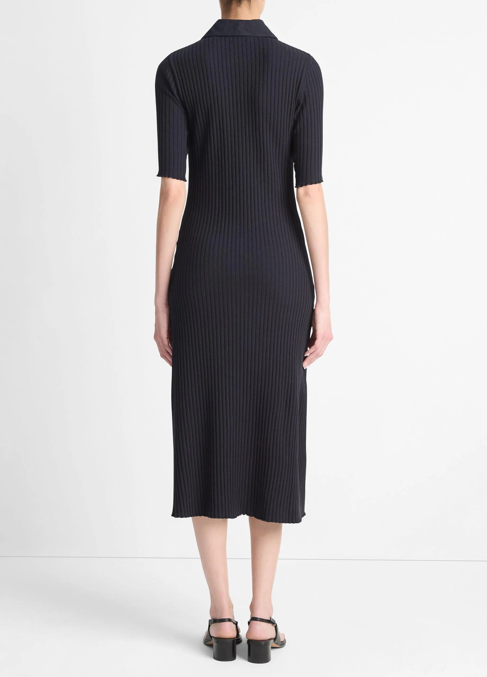 Ribbed Cotton-Blend Polo Dress