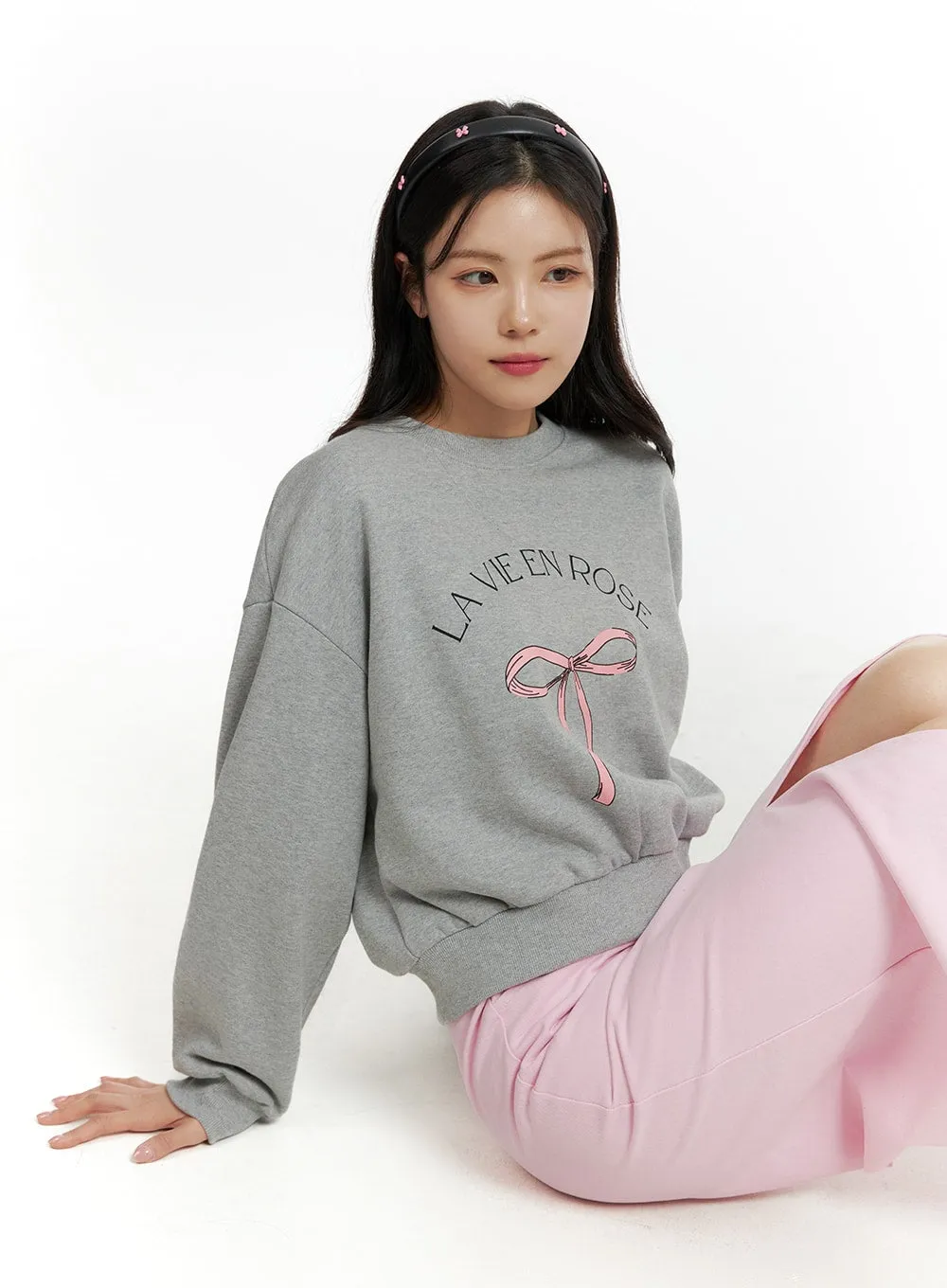 Ribbon Print Sweatshirt OF414