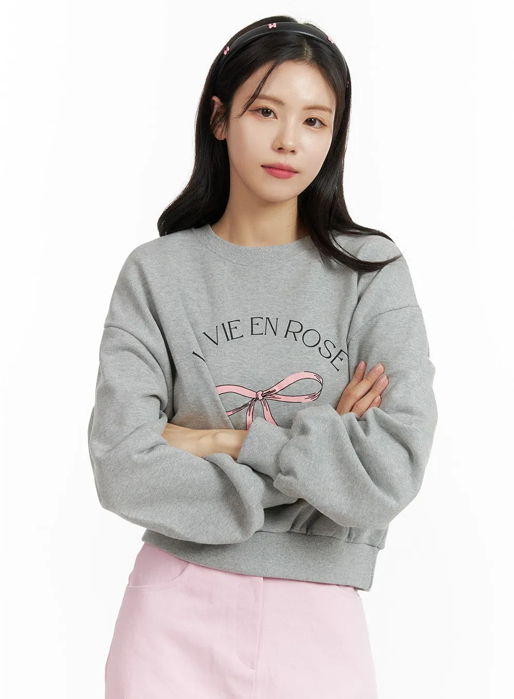 Ribbon Print Sweatshirt OF414