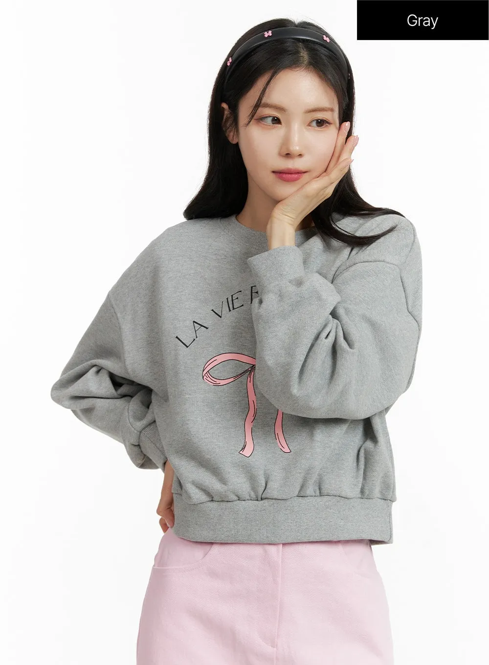 Ribbon Print Sweatshirt OF414