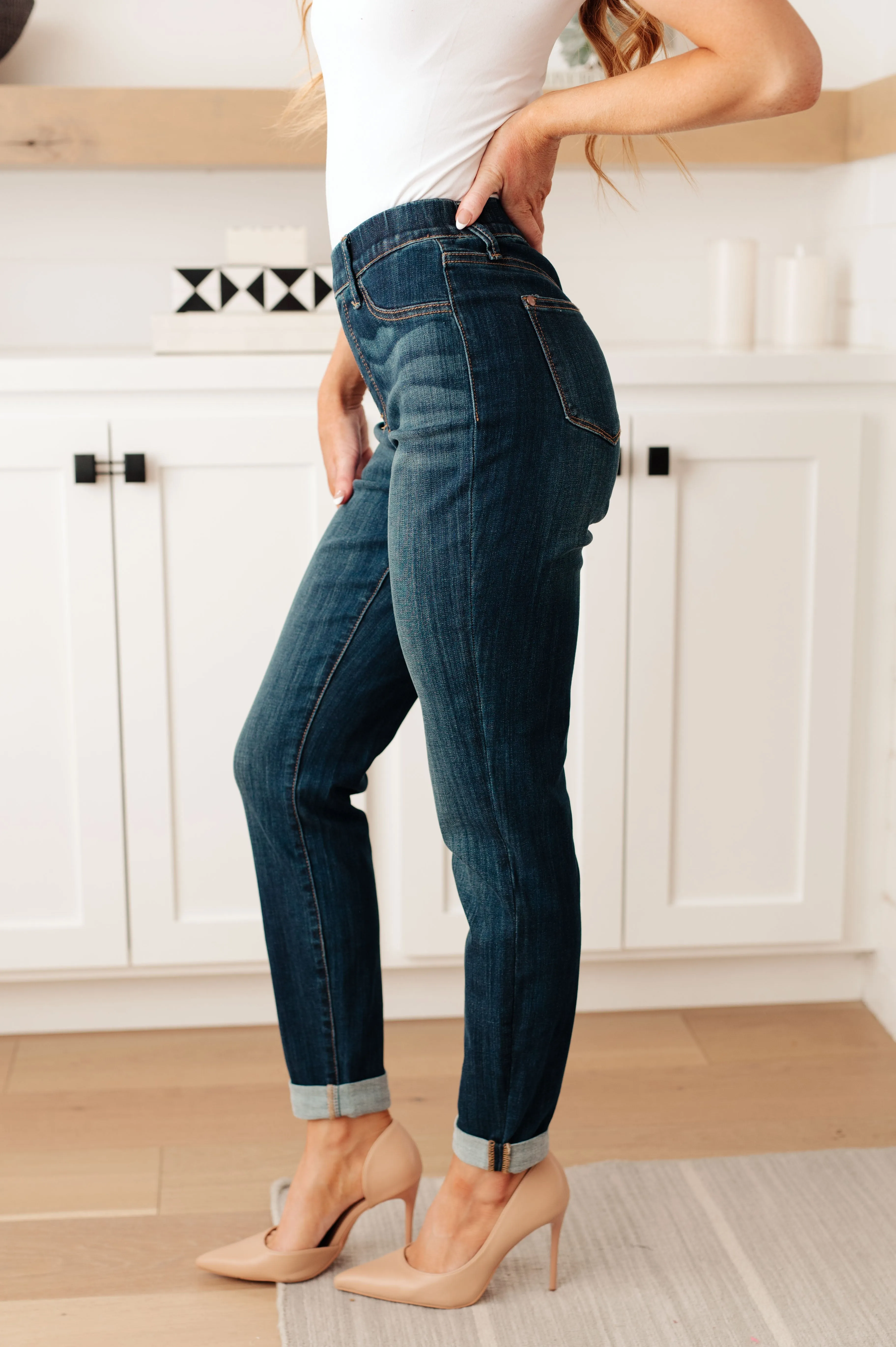 Double Cuff Slim Fit Jeans for Women