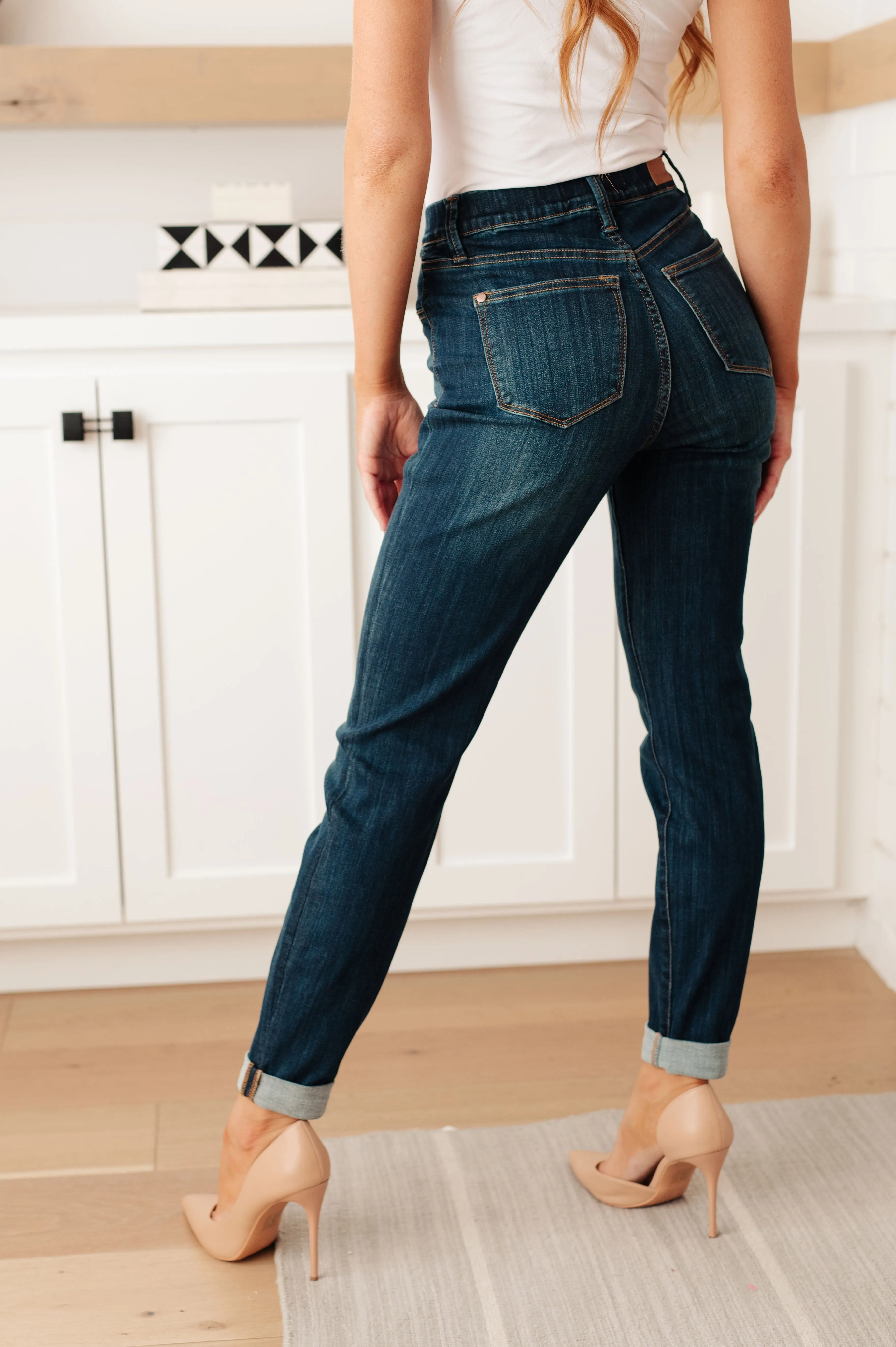 Double Cuff Slim Fit Jeans for Women