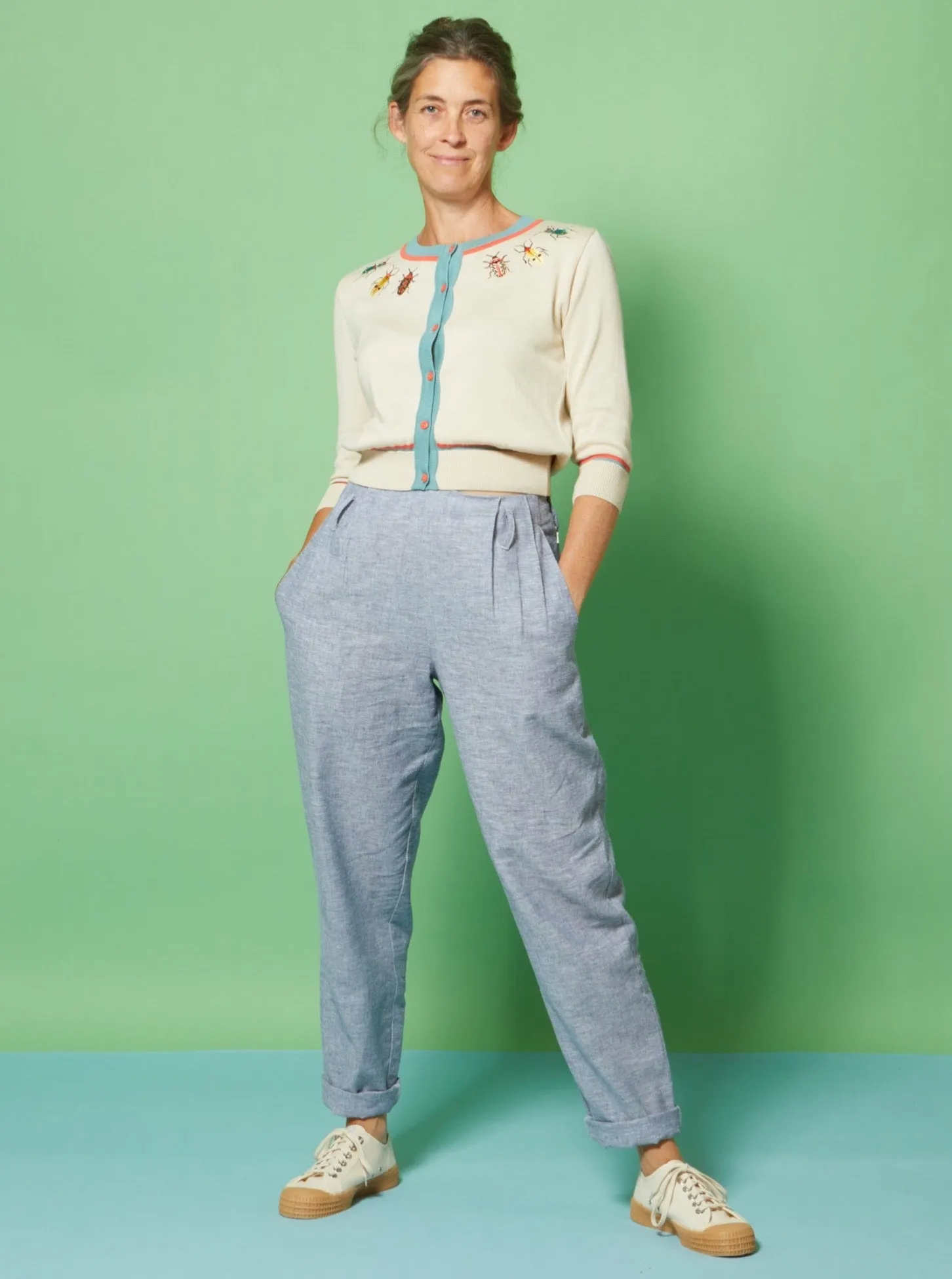 Sacs of Ashbourne   Palava Wilma Blue Marl Trousers