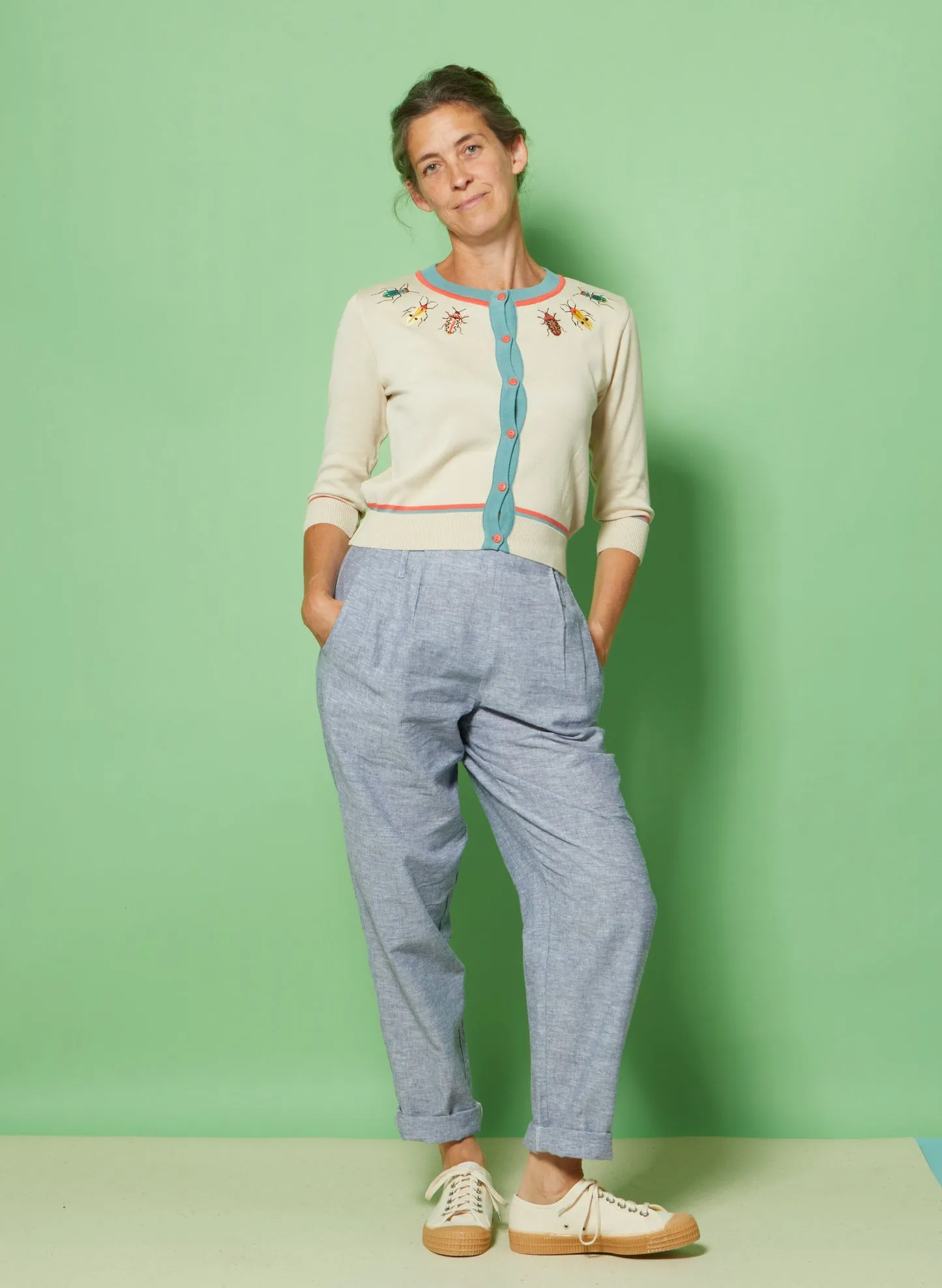 Sacs of Ashbourne   Palava Wilma Blue Marl Trousers