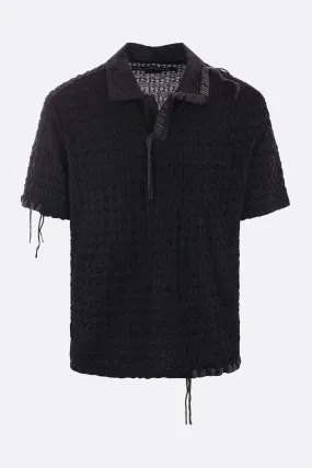 Textured Technical Fabric Top with Bubble Knit Design