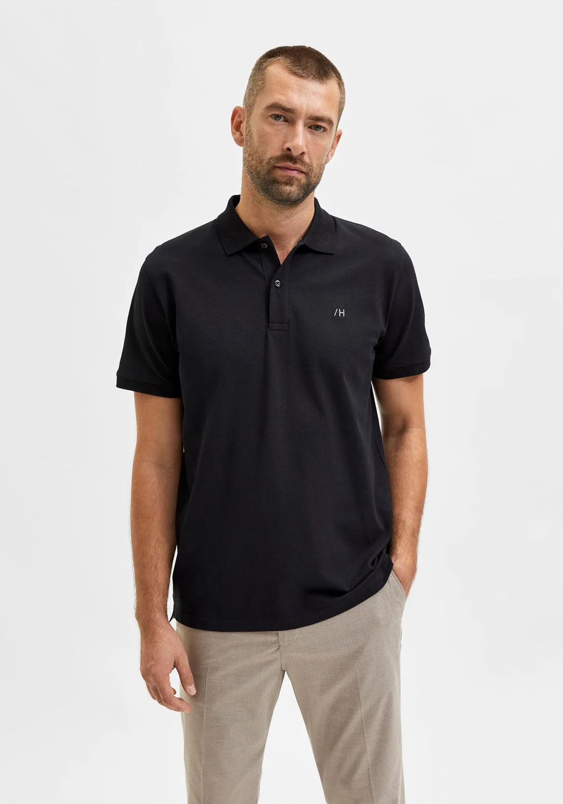 Selected Homme Aze Polo Shirt, Black