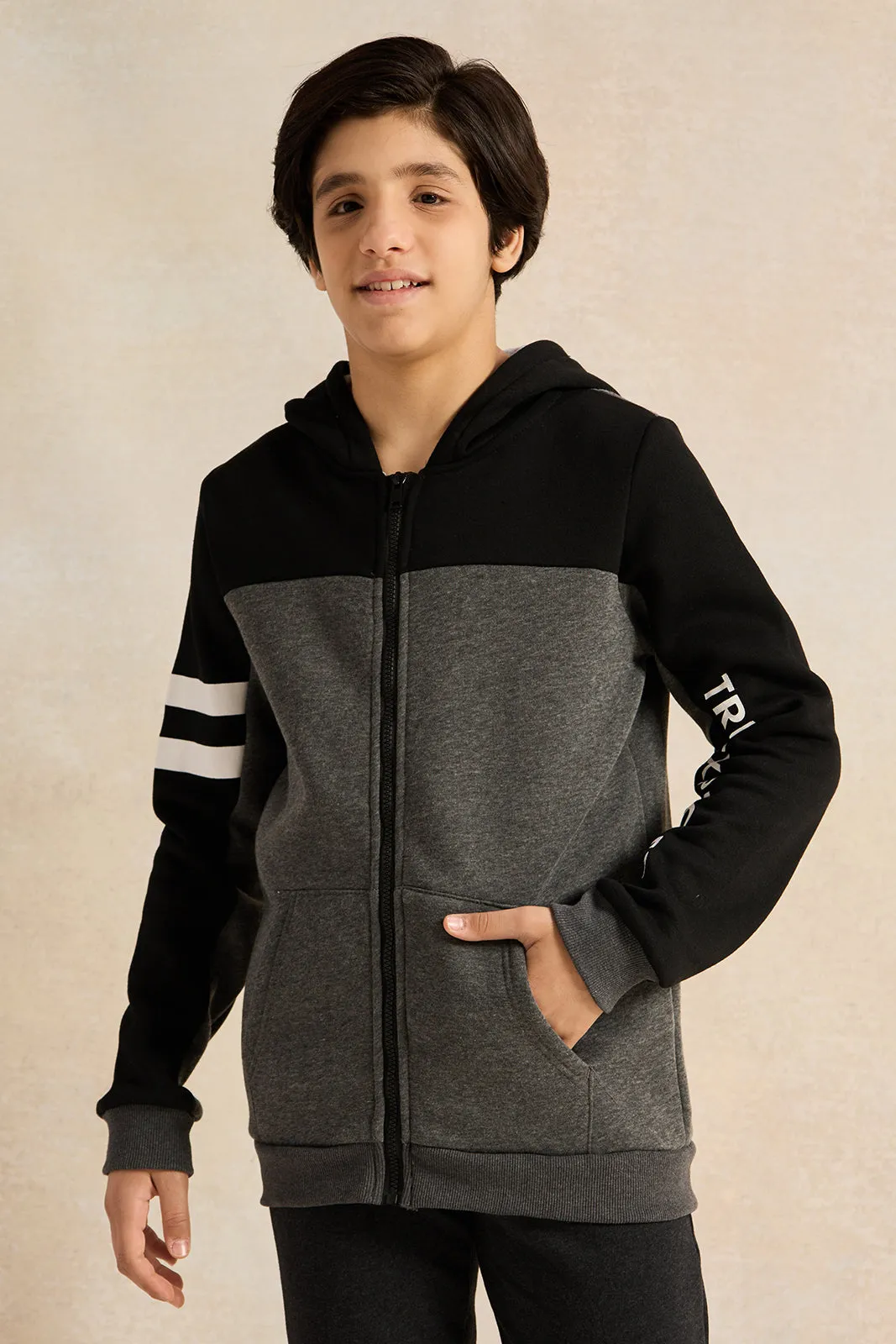 Senior Boys Charcoal Hooded Sweatshirt