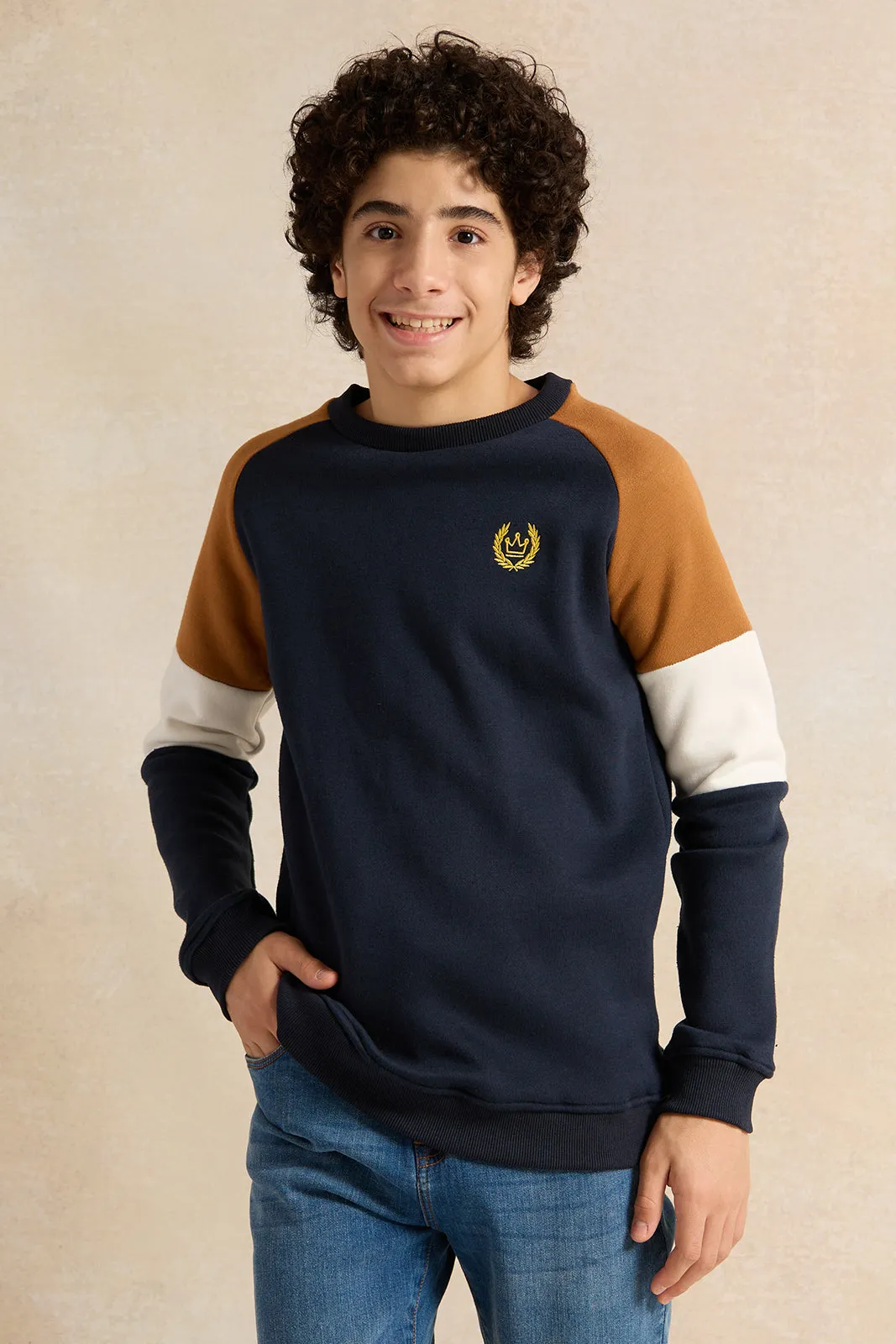 Senior Boys Crewneck Color Block Sweatshirt