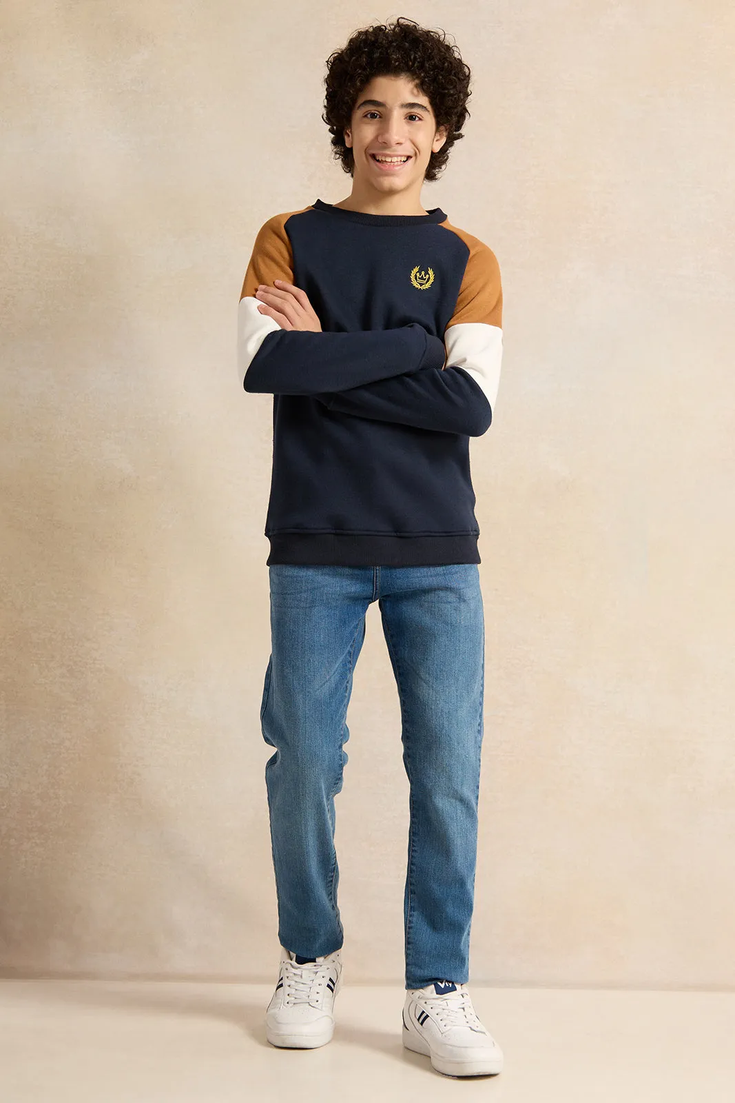 Senior Boys Crewneck Color Block Sweatshirt