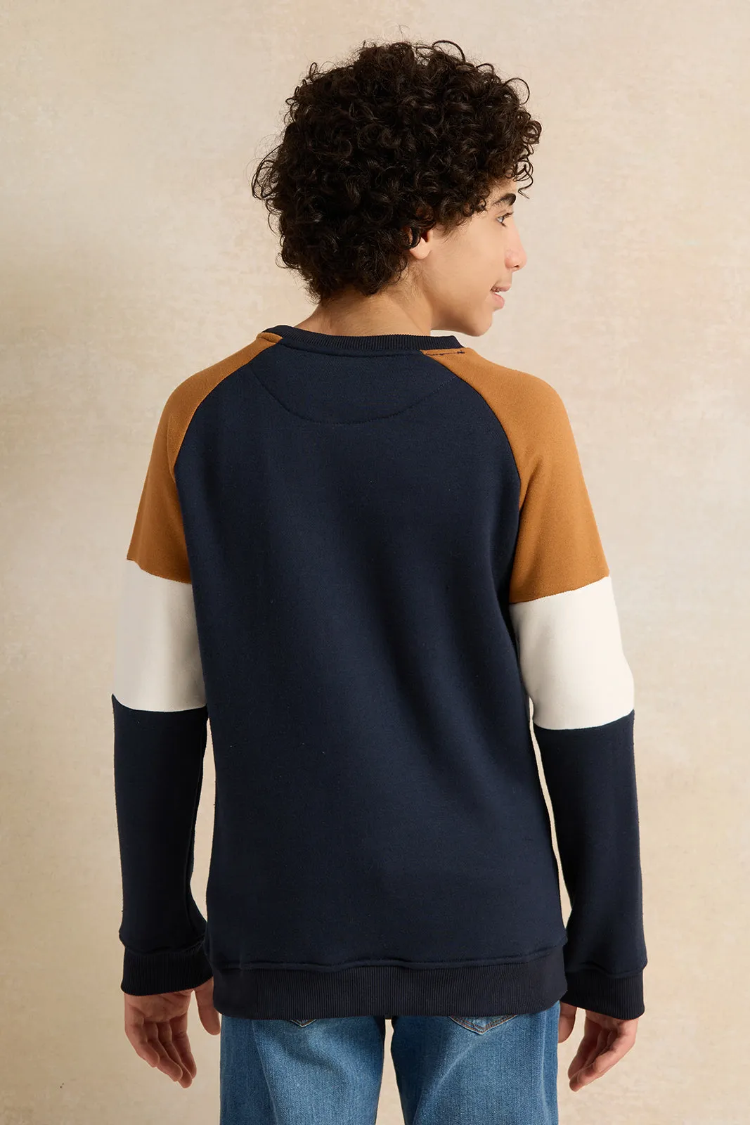 Senior Boys Crewneck Color Block Sweatshirt