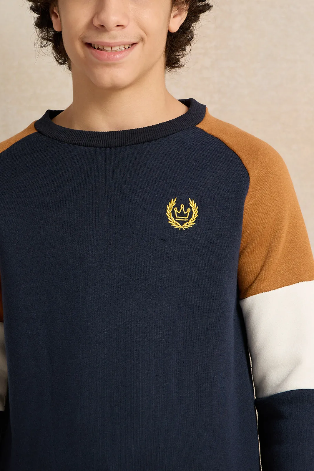 Senior Boys Crewneck Color Block Sweatshirt