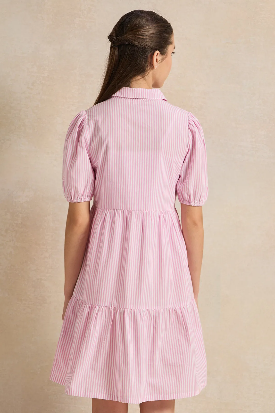 Senior Girls Pink Striped Dress