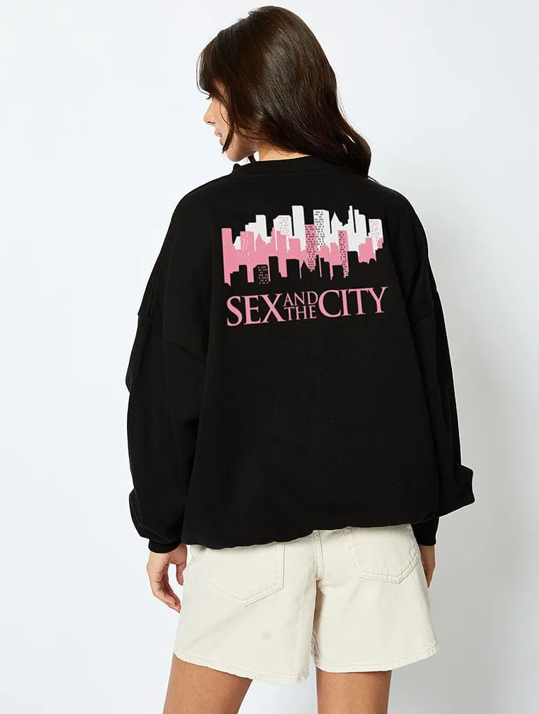 Sex And The City Pink Skyline Sweatshirt In Black