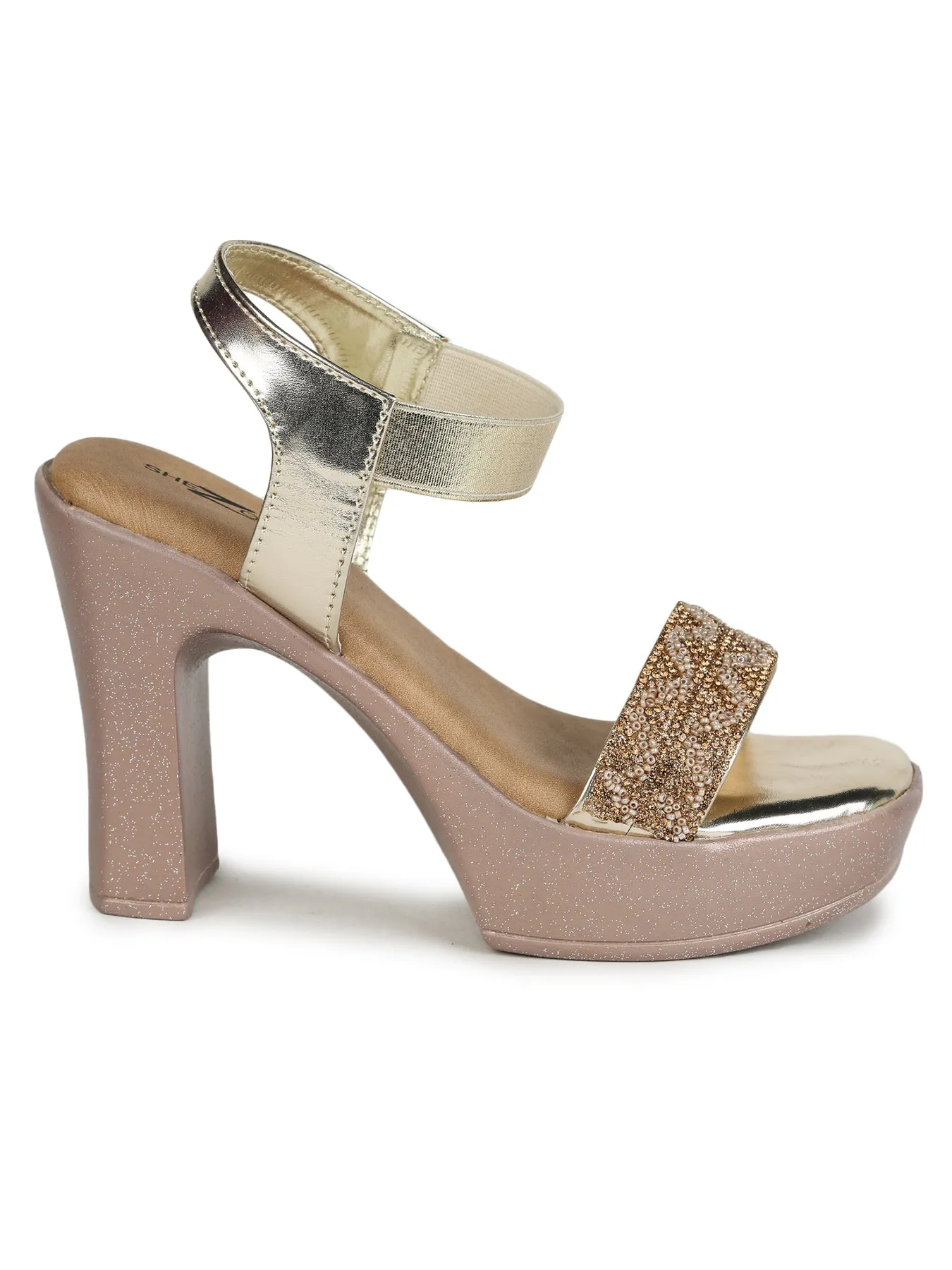 Shezone Golden Women Heels