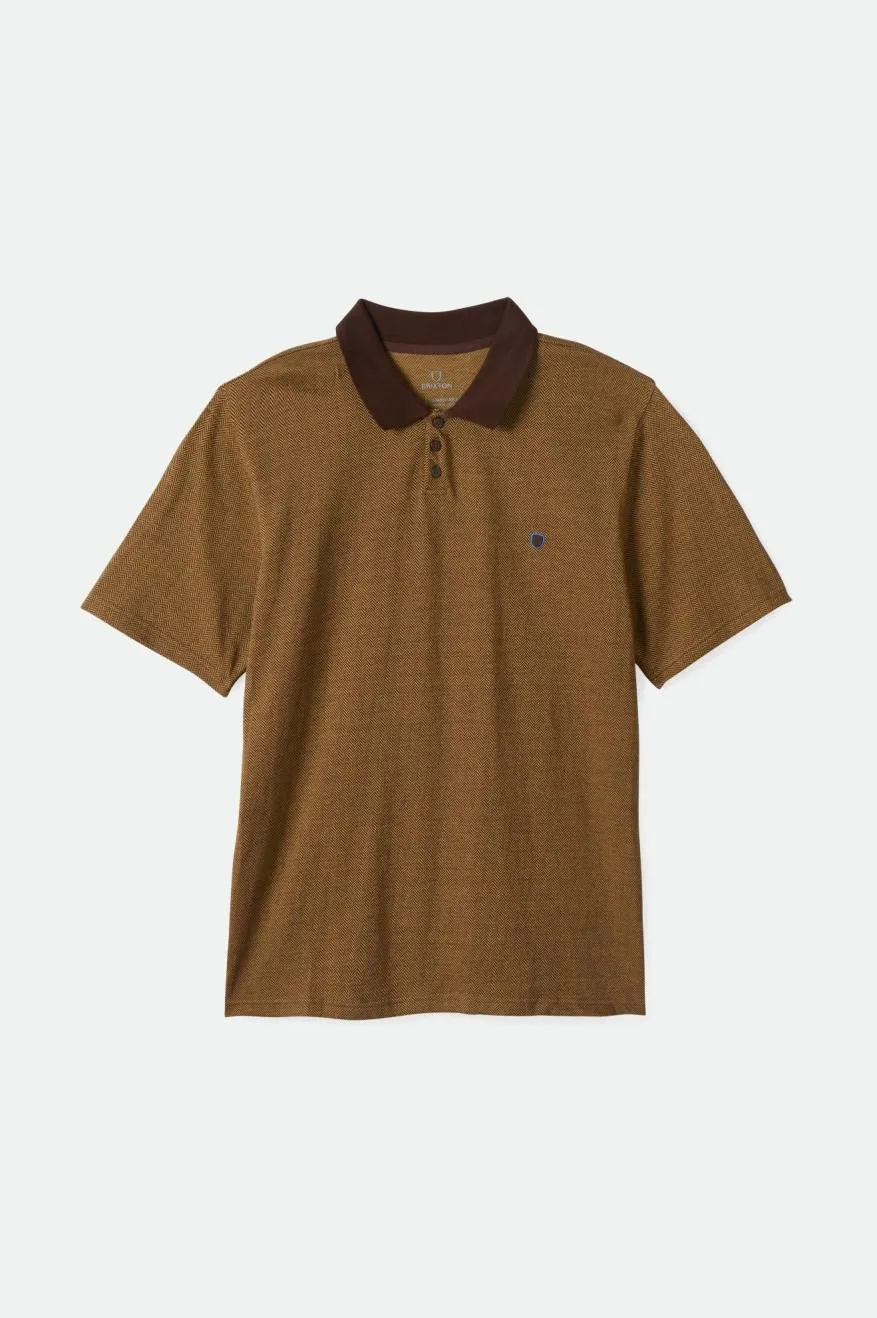 Shield Herringbone S/S Polo - Dark Earth/Antelope