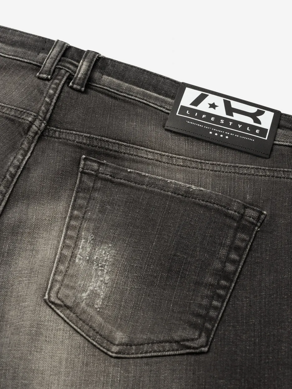 Short Denim Jeans | Dark Grey - Destroyed