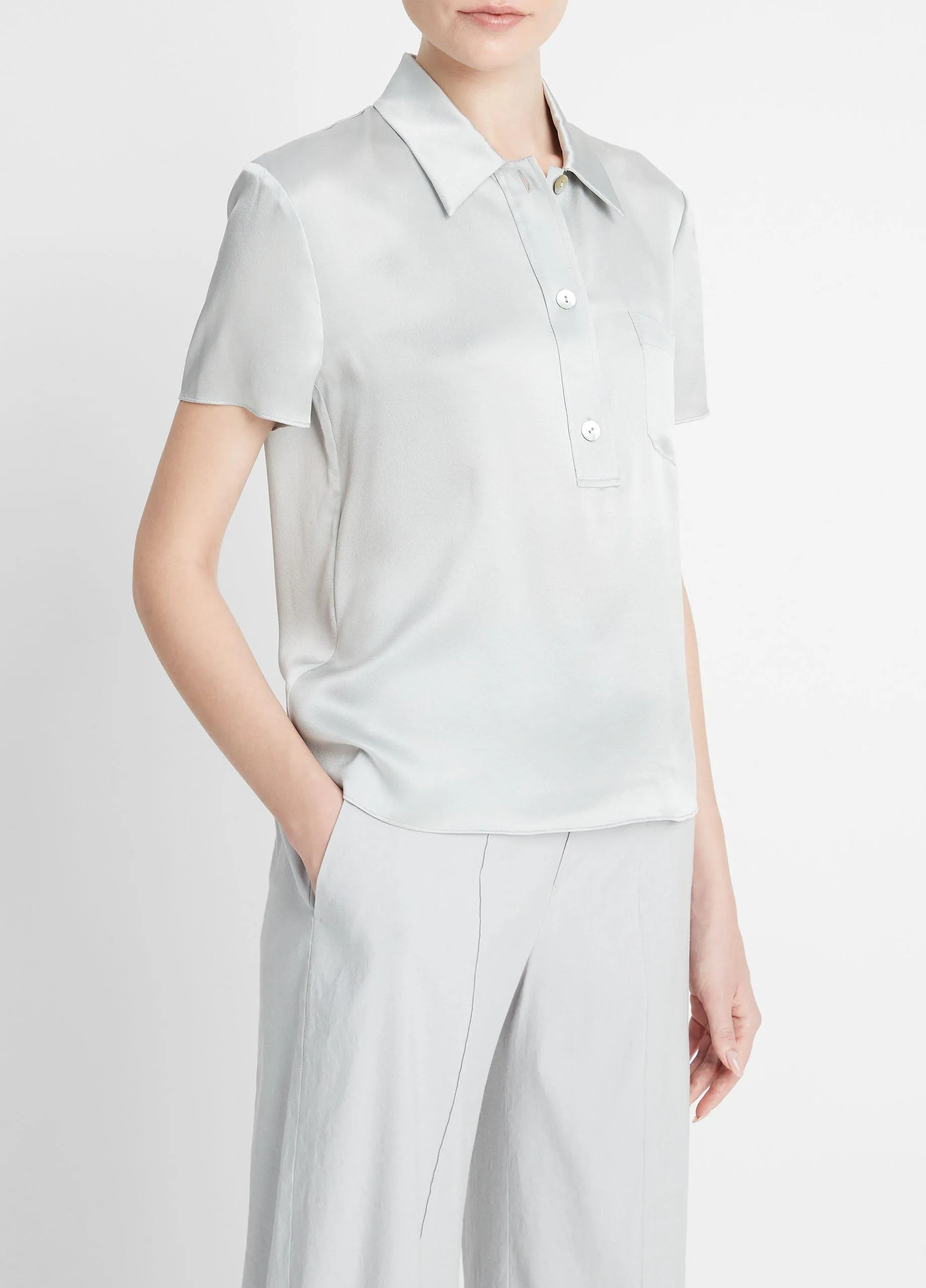 Silk Short-Sleeve Polo Shirt