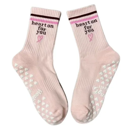 SINGER22 Exclusive Healing Heels Embroidered Heart On For You Socks