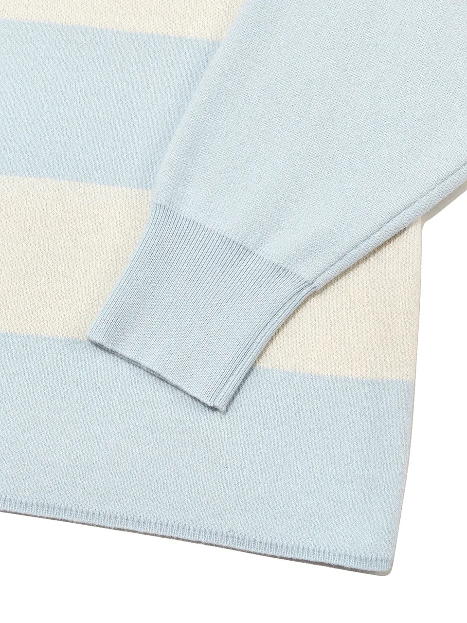 Sky Blue Cream Striped Knit Rugby Top - Unisex