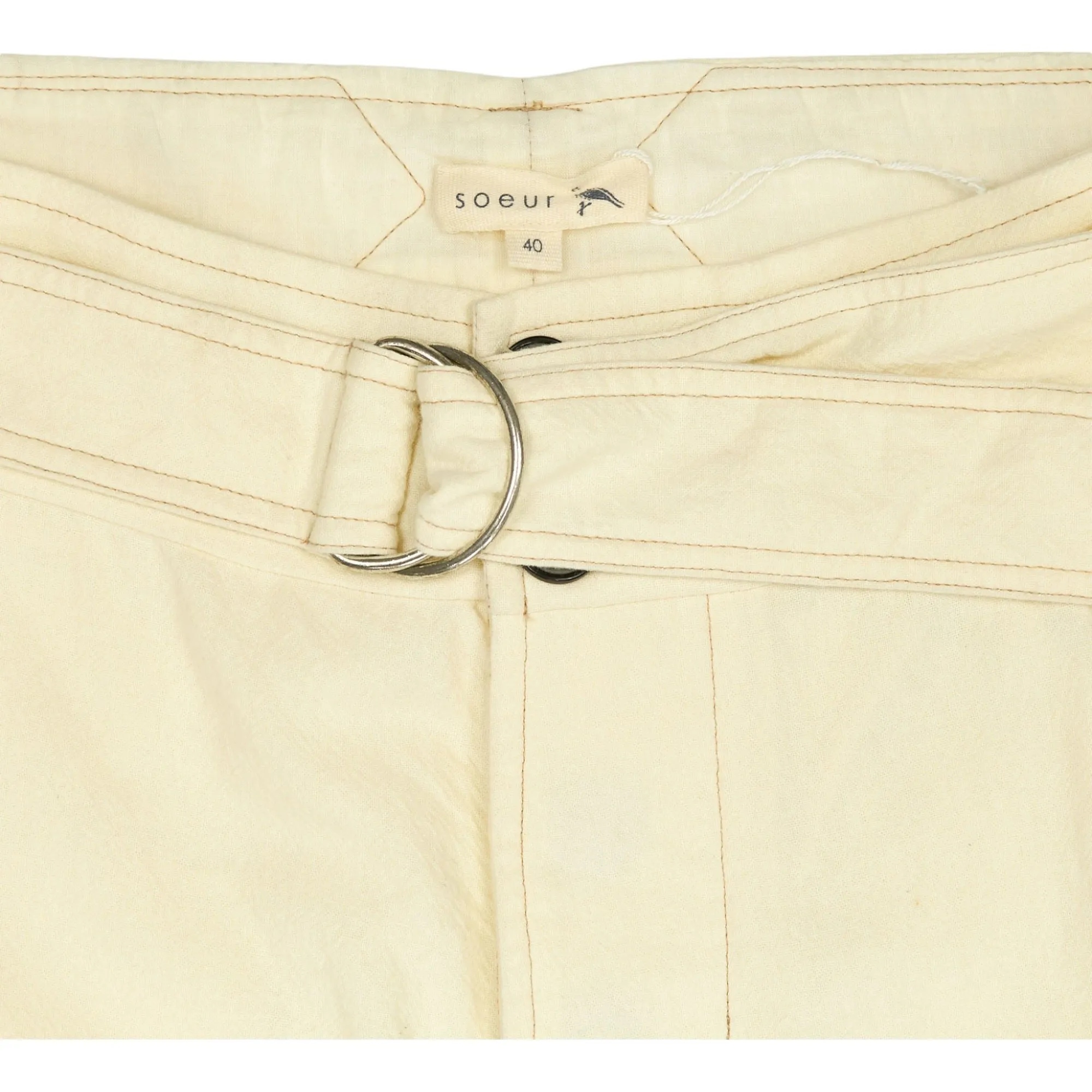 Soeur Cream Cotton Trousers