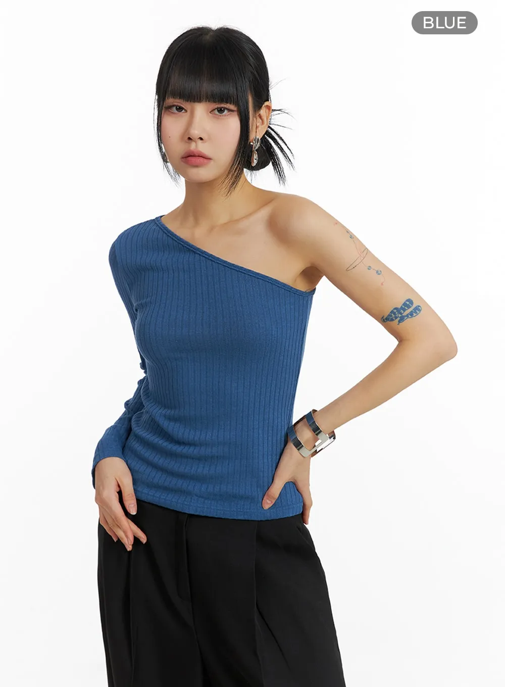 Knit One Shoulder Top in Solid Color - Style IM414