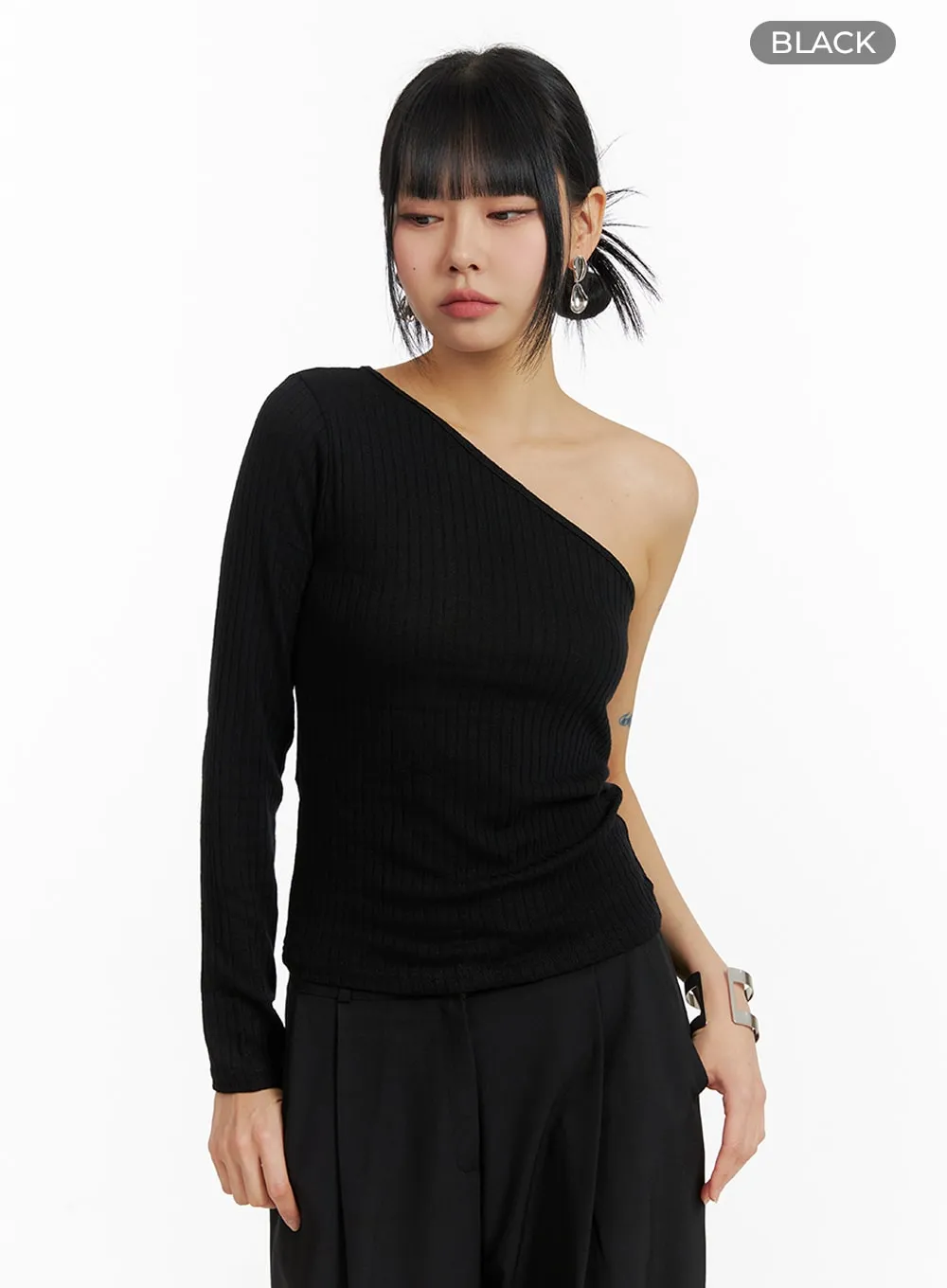 Knit One Shoulder Top in Solid Color - Style IM414