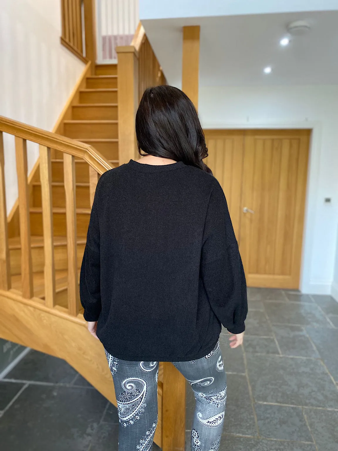 Sparkly Black Star Knit Sweater