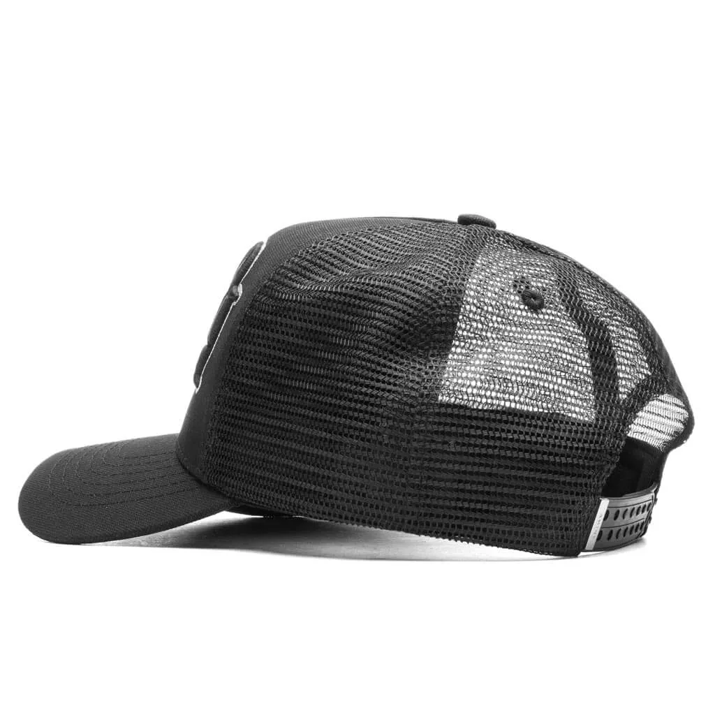 Staggered Logo Trucker Hat Black Alabaster