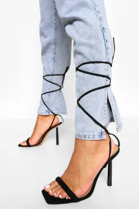 Strappy Square Toe Interest Heels