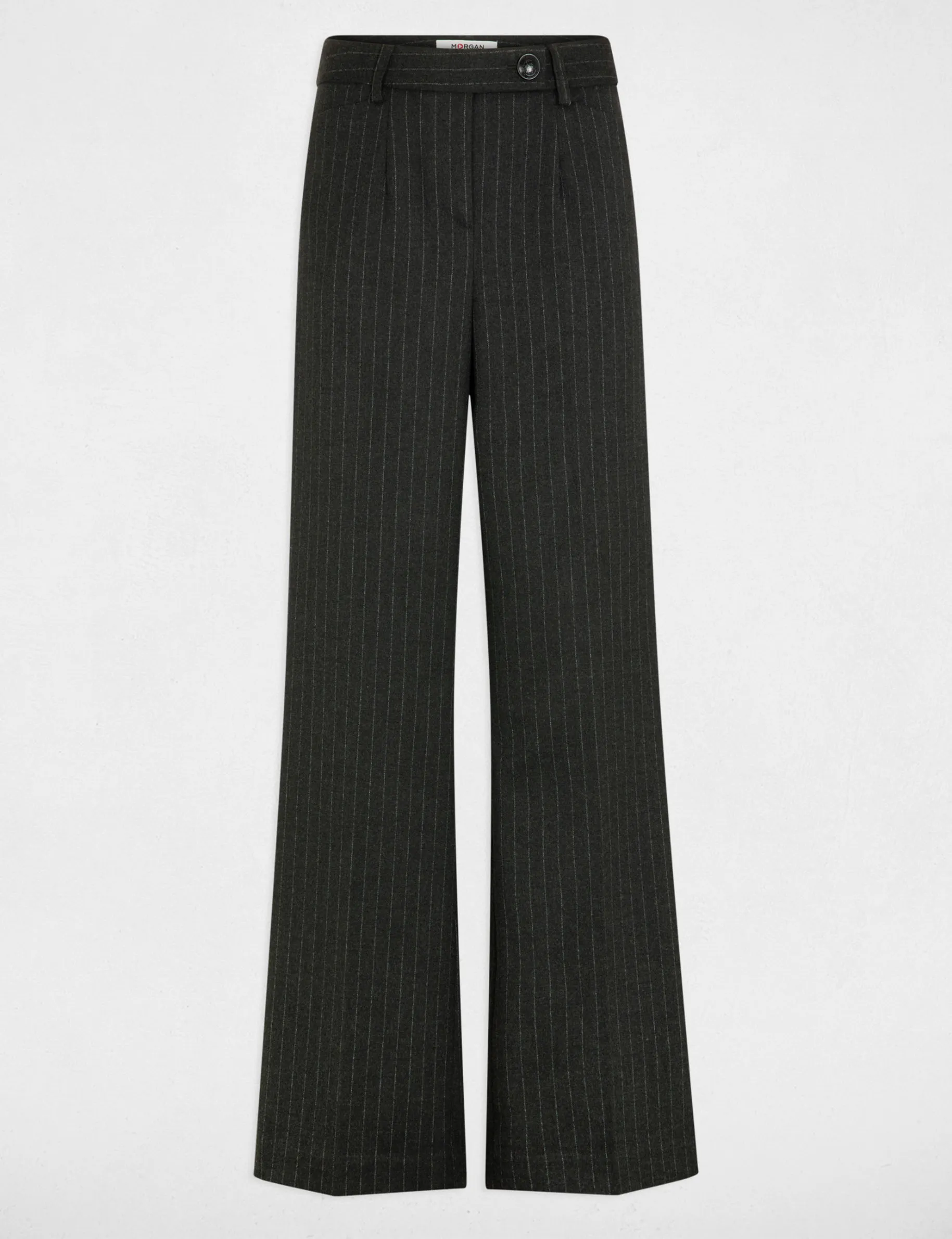 Striped wide leg trousers anthracite grey women